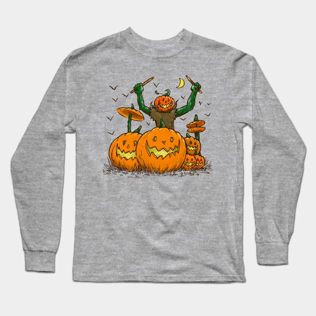 The Pumpkin Drummer Long Sleeve T-Shirt by nickv47